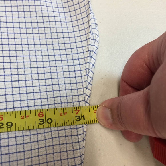 STAFFORD Blue White Check Wrinkle Free Button Down Long Sleeve Dress Shirt L - Picture 8 of 9